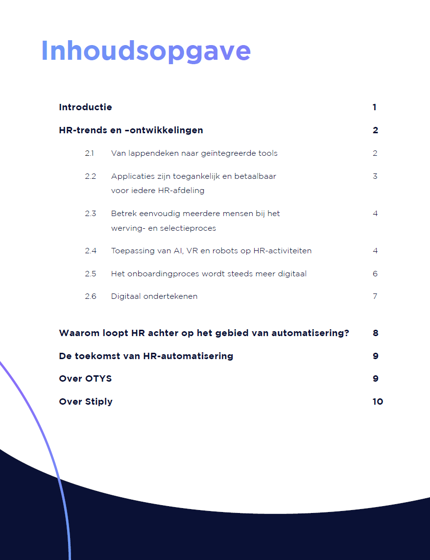 Inhoudsopgave whitepaper HR-automatisering
